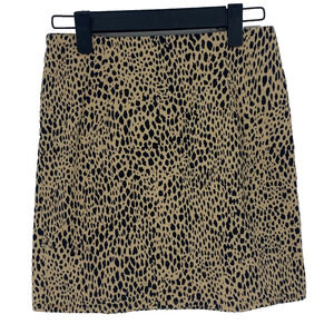 Brandy Melville Mini Skirt Womens Juniors 3 Leopard Print Rear Zip Stretch, 1783